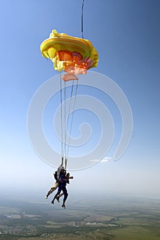 Skydiving photo. Flying in a free fall.