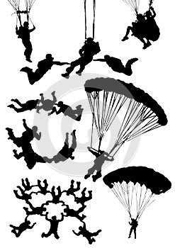 Skydiving silhouettes