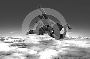 Skydiving tandem black and white no face