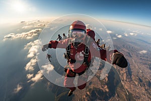 Skydiving team creates a stunning formation as they descend together