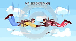 Skydiving Team Illustration