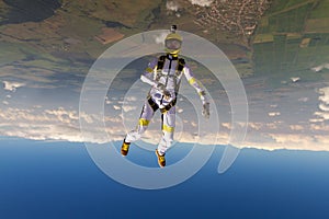 Skydiving video. The concept of active recreation