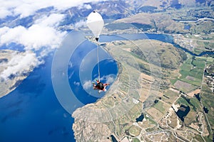 Skydiving view in the air