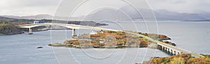 Skye Bridge over Loch Alsh at Kyleakin during autumn from above photo