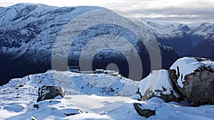 Skylift from Mount Hoven top in Loen in Vestland in Norway