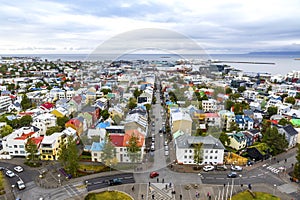 Skyline aerial view of Reykjavik city, Iceland