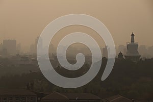 Skyline and air pollution in Beijing city