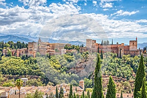 Skyline of the Alhambra Fortess in Granada, Spain