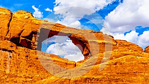 Skyline Arch in the Devil`s Garden, one of the many sandstone arches in Arches National Park photo