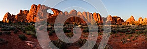 Skyline Arch at Sunset - stitched panrama photo