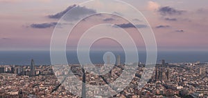 Skyline of Barcelona during sunset, Bunkers del Carmel