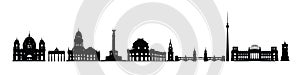 Skyline of Berlin city. Varius landmarks silhouette of Berlin, Germany. Travel Germany famous places icon set