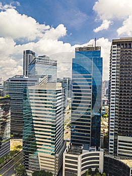 The skyline of Bonifacio Global city in Metro Manila. Modern contemporary office highrises. photo