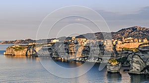 Skyline of Bonifacio situated on the cliffs, Corsica