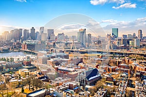 The skyline of Boston in Massachusetts, USA