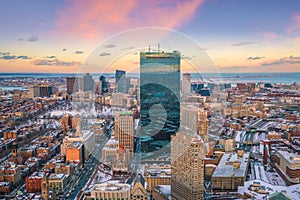 The skyline of Boston in Massachusetts, USA