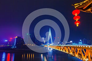 The skyline bridge over the Jialing river Landmark of Chongqing