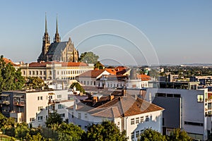 Skyline of Brno city with the cathedral of St. Peter and Paul, Czech Republ