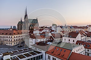 Skyline of Brno city with the cathedral of St. Peter and Paul, Czech Republ