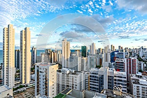 Skyline Buildings in a Blue Sky day at Boa Viagem Beach, Recife, Pernambuco, Brazil photo