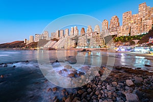 Skyline of buildings at the coastal city of Renaca