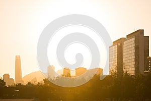 Skyline of buildings in Las Condes district photo