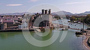 Skyline of Caernarfon, Gwynedd in Wales - United Kingdom