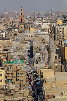 Skyline of Cairo with Muizz street, Egy photo