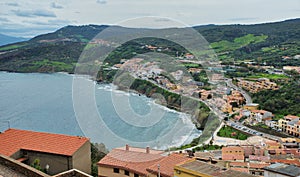 Skyline of castelsardo with the road