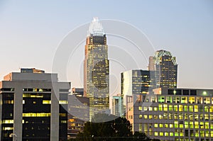 Skyline of the Charlotte NC sky scrapers