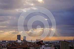 Skyline of the city of Barcelona (Spain).