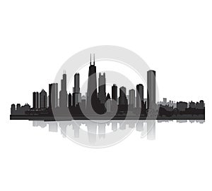 Skyline. City view. Cityscape silhouette. Cily skyline isolated.