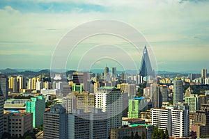 The skyline city view in Pyongyang city, the capital of North Korea