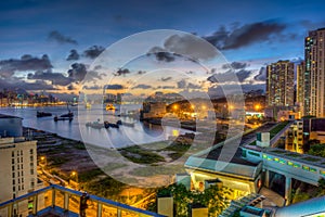 Skyline, cityscape of Yau Tong port at Hong Kong, East Kowloon.