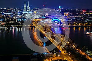 Skyline of Cologne at night