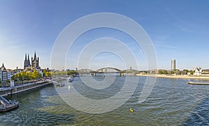 Skyline of Cologne with river Rhine