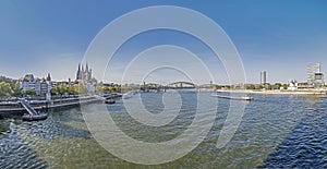 Skyline of Cologne with river Rhine