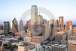 skyline of Dallas in sunset