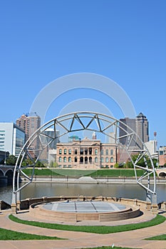 Skyline of Des Moines Iowa from Amphitheater