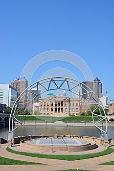 Skyline of Des Moines Iowa from Amphitheater photo