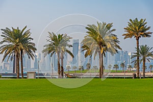 Skyline of Doha - the capital of Qatar