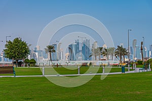 Skyline of Doha - the capital of Qatar - viewe from souq waqif p