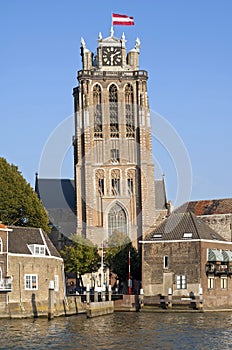 Skyline Dordrecht with Hooikade and Great Church