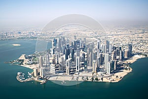 Skyline of Downtown Doha and Bay - Doha, Qatar
