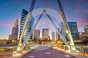 Skyline of downtown Hartford city, cityscape in Connecticut, USA