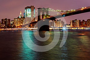 Lights on Brooklyn Bridge New York City, USA