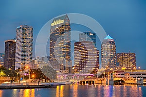 The skyline of downtown Tampa, Florida, at Night