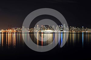 Skyline of Downtown Vancouver at night