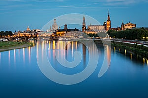 Skyline of Dresden at dusk