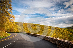 Skyline Drive and spring color in the Blue Ridge Mountains, in S